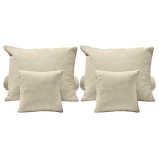 Set 6 Coussins Décoratifs Pour Lit Tissu Doux Écru 3 Tailles - Sky