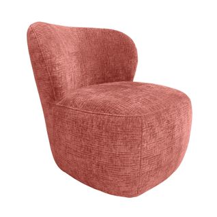Fauteuil Bas Rond En Velours Rose Foncé Et Dossier Arrondi - Mallow