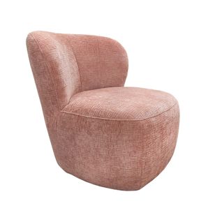 Fauteuil Bas Rond En Velours Rose Clair Avec Dossier Arrondi - Mallow