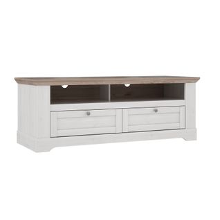 Meuble TV 145 Cm 2 Tiroirs 2 Niches Décor Chêne Blanchi - Angele