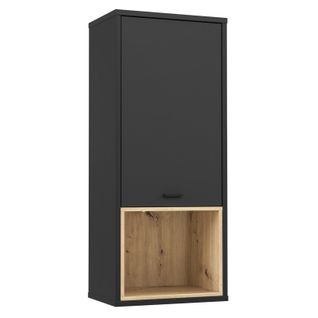 Armoire Murale H117 Cm Réversible Décor Noir Et Chêne Clair - Bailey