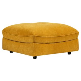 Pouf Pour Canapé Modulable En Tissu Doux Jaune Et Passepoil - Charles