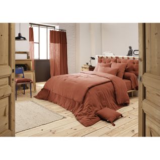 Parure De Lit 220 X 240 Cm En Double Gaze De Coton Terracotta - Pepa 1