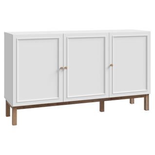 Buffet L. 150 Cm Décor Gris Et Chêne Avec Poignées En Bois - Udine