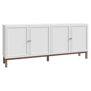 Buffet L. 199 Cm Décor Gris Et Chêne Avec Poignées En Bois - Udine