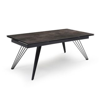 Table Extensible 180/260 Cm Céramique Gris Vieilli Pieds Filaires - Maine 01