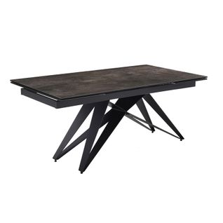 Table Extensible 180/260 Cm Céramique Gris Vieilli Pied Géométrique - Maine 03
