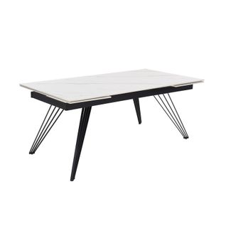 Table Extensible 180/260 Cm Céramique Blanc Marbré Pieds Filaires - Nevada 01