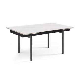 Table Extensible 180/260 Cm Céramique Blanc Marbré Pieds Droits - Nevada 09