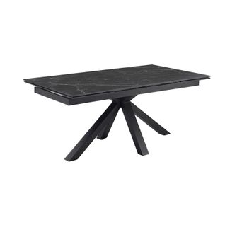 Table Extensible 180/260 Cm Céramique Noir Marbré Pied Croix - Indiana 04