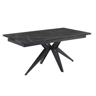 Table Extensible 180/260 Cm Céramique Noir Marbré Pied Étoile - Indiana 06