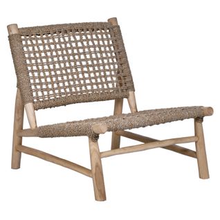 Fauteuil Bas Lounge Incliné En Bois De Teck Et Herbes Marines - Tala