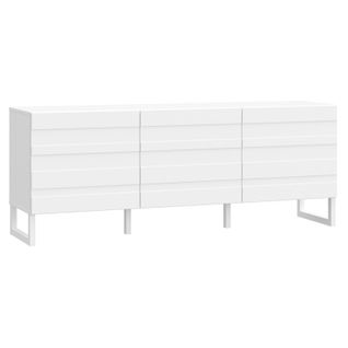 Meuble TV Avec Façades Fraisées Blanc Mat Et Pieds Luges - Ariana