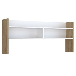 Surmeuble De Bureau 140 Cm Blanc Mat Et Décor Bois De Chêne - Odyssée