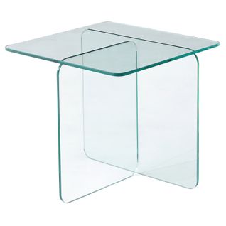 Table D'appoint Carrée Design Moderne Verre Trempé Transparent - Ice