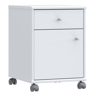 Caisson Sur Roulettes H. 54 Cm Décor Blanc Et Effet Aluminium - Maria