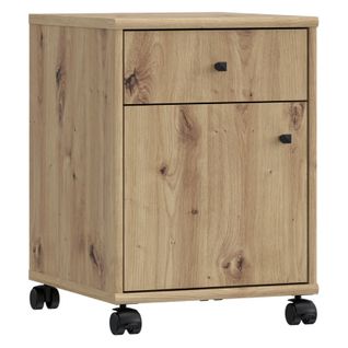 Caisson Sur Roulettes H. 54 Cm Décor Chêne Artisan Et Noir - Maria