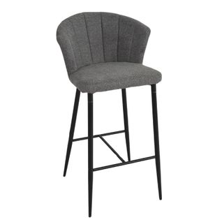 Tabouret De Bar En Tissu Gris Anthracite Piètement Métal – Montreal