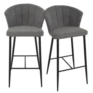Lot 2 Tabourets Bar Tissu Gris Anthracite Piètement Métal – Montreal