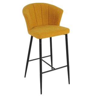 Tabouret De Bar En Tissu Jaune Moutarde Et Piètement Métal – Montreal
