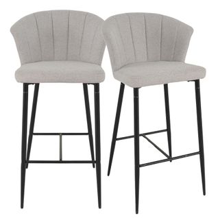 Lot 2 Chaises De Bar Tissu Gris Clair Avec Piètement Métal – Montreal