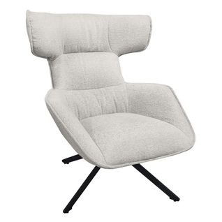 Fauteuil Pivotant 360° En Velours Chiné Écru Et Métal Noir - Antonio