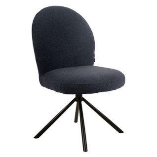Chaise Rotative 180° En Tissu Bouclette Noir Et Métal Noir - Julien
