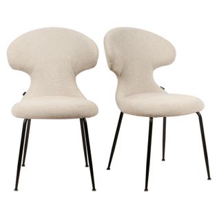 Lot De 2 Chaises En Tissu Doux Beige Avec Pieds En Métal Noir - Gloria