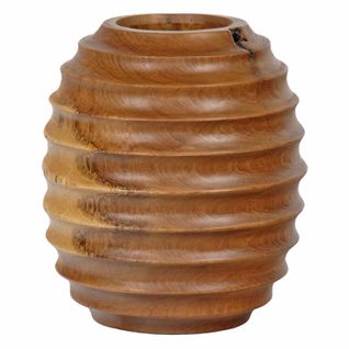 Vase Décoratif Ovale H. 26 Cm En Bois De Teck Massif - Higgins