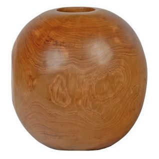 Vase Décoratif Rond D. 30 Cm En Bois De Teck Massif - Leodore