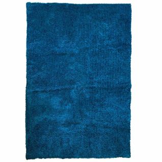 Tapis 140 X 200 Cm Shaggy à Poils Courts Doux Bleu Canard – Cosmos