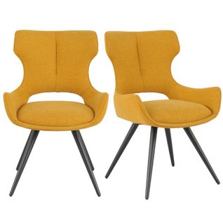 Lot 2 Chaises Pivotantes 180° En Tissu Jaune Et Pieds Métal – Seville