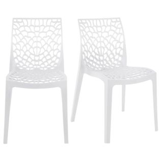 Lot De 2 Chaises De Repas Blanches Ajourées Et Empilables - Gruyer 2