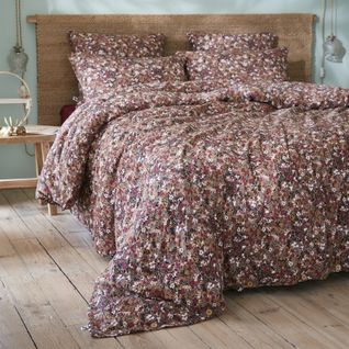 Lot 2 Taies 60 X 60 Cm En Gaze De Coton Camel Et Fleuri - Isabela 1