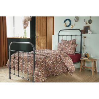 Parure De Lit 140 X 200 Cm Gaze De Coton Camel Et Fleuri - Isabela 1