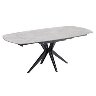 Table Extensible Ovale 130 à 190 Cm En Céramique Gris Béton - Adele