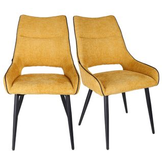 Lot De 2 Chaises En Tissu Jaune Et Pieds En Métal Noir - Anaïs 2
