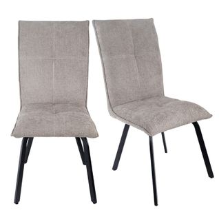 Lot 2 Chaises Tissu Effet Maille Taupe Et Pieds Métal Noir – Aria 2