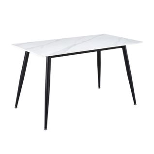 Table 130 X 70 Cm Céramique Blanc Marbré Pieds Métal Noir - Ryder 2