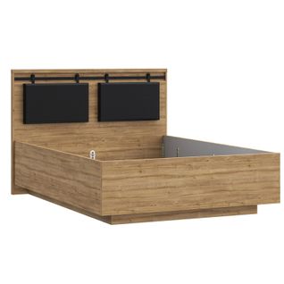 Lit 140 X 190 Cm Avec Tête De Lit En Décor Chêne Et Noir – Farm