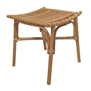 Tabouret / Repose Pied Carré En Rotin Naturel Forme Incurvée - Hazel