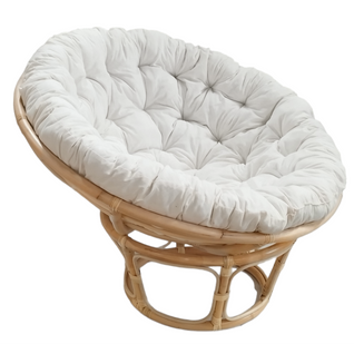 Fauteuil Loveuse 1 Place En Rotin Naturel Coussin Blanc Cassé - Hazel