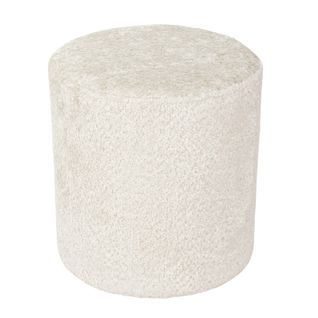 Pouf / Repose-pieds Rond D. 32 Cm En Tissu Bouclette Écru – Joel