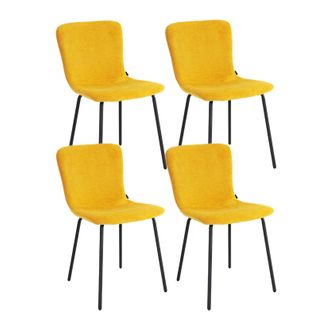 Lot De 4 Chaises De Repas En Tissu Jaune Et Pieds Métal Noir – Astrid