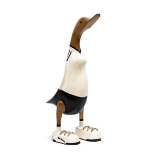 Statuette Décorative 40 Cm Canard Maillot Blanc Bois De Teck – Dafly