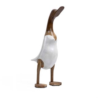 Statuette Décorative 40 Cm Canard Maillot Blanc Bois De Teck – Dafly