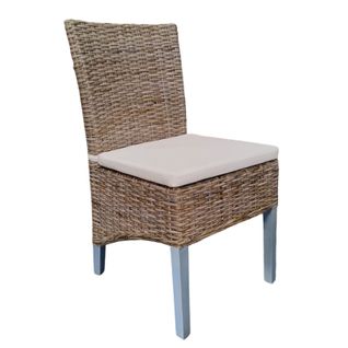 Chaise En Kubu Naturel Tressé Et Pieds Bois Gris Clair – Bora Bora 2