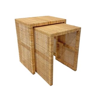 2 Tables D'appoint Gigognes H. 61 Cm En Rotin Naturel – Florence