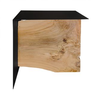 Petite Table Basse En Métal Noir Mat Et Bois De Teck Massif - Ontari