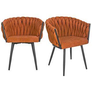 Lot 2 Chaises Tissu Maille Tressé Terracotta Pieds Métal - Bowi 2